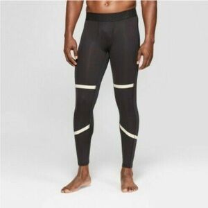 Champion Black Compresión tigthts with Cream Contrast Stripes size M